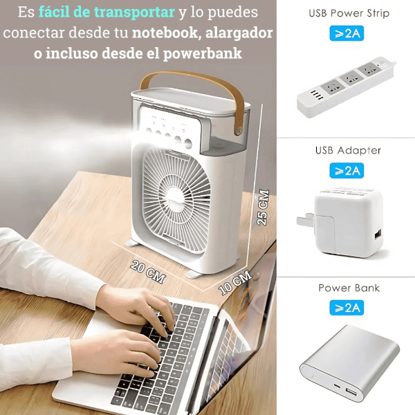 Ventilador Portatil Con Humidificador